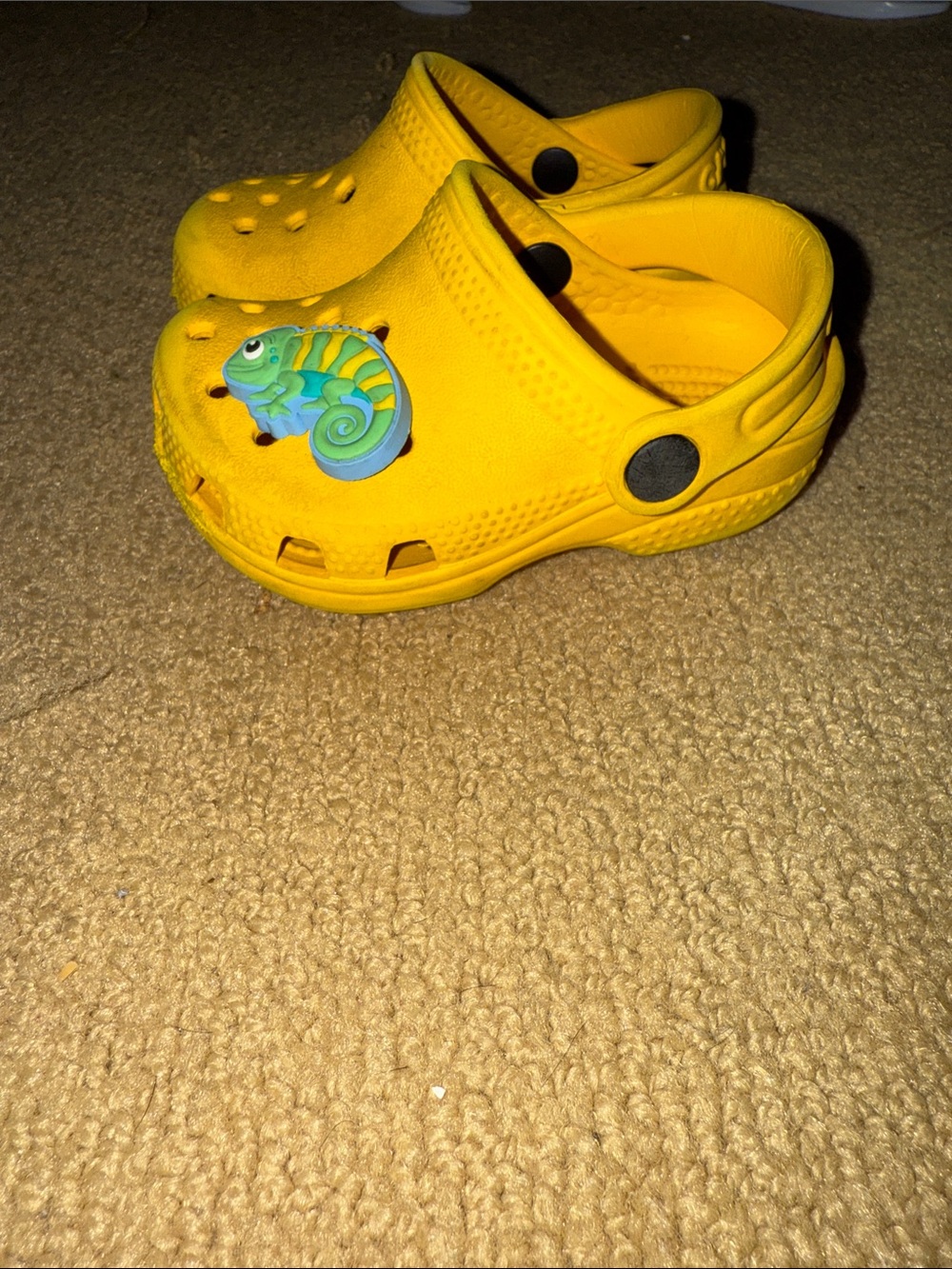 CROCS baby Yellow Clogs with Chameleon Charm